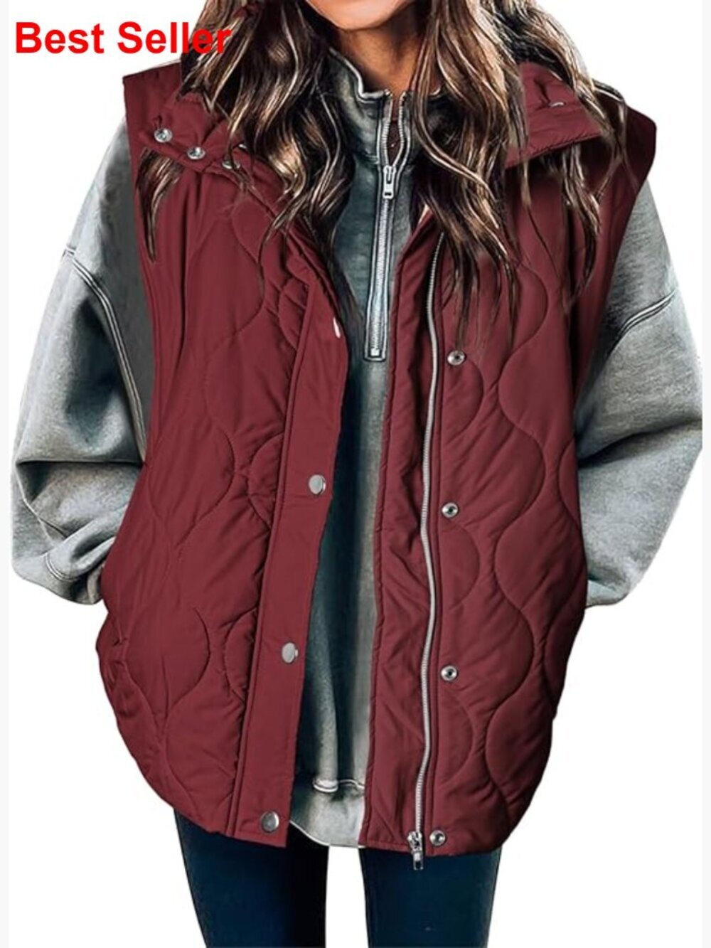 Lightweight Quilted Puffer Vest with Stand Collar and Zip Up Closure